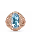 Style vintage Anneau Aigue-marine Or rose 14 carats vintage d'origine vrc074r